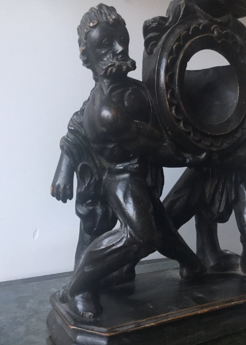 Porte Montre En Bois Sculpté Hercule ,  Epoque Louis XVI-photo-3