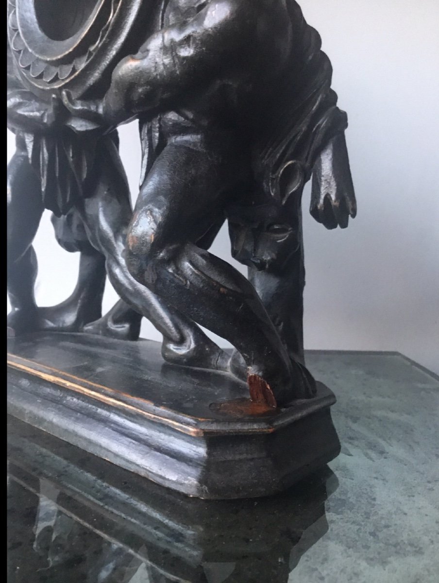 Porte Montre En Bois Sculpté Hercule ,  Epoque Louis XVI-photo-4