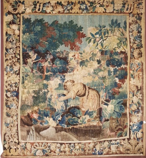 Tapisserie D’aubusson à Décor Champêtre ,  XVII ème