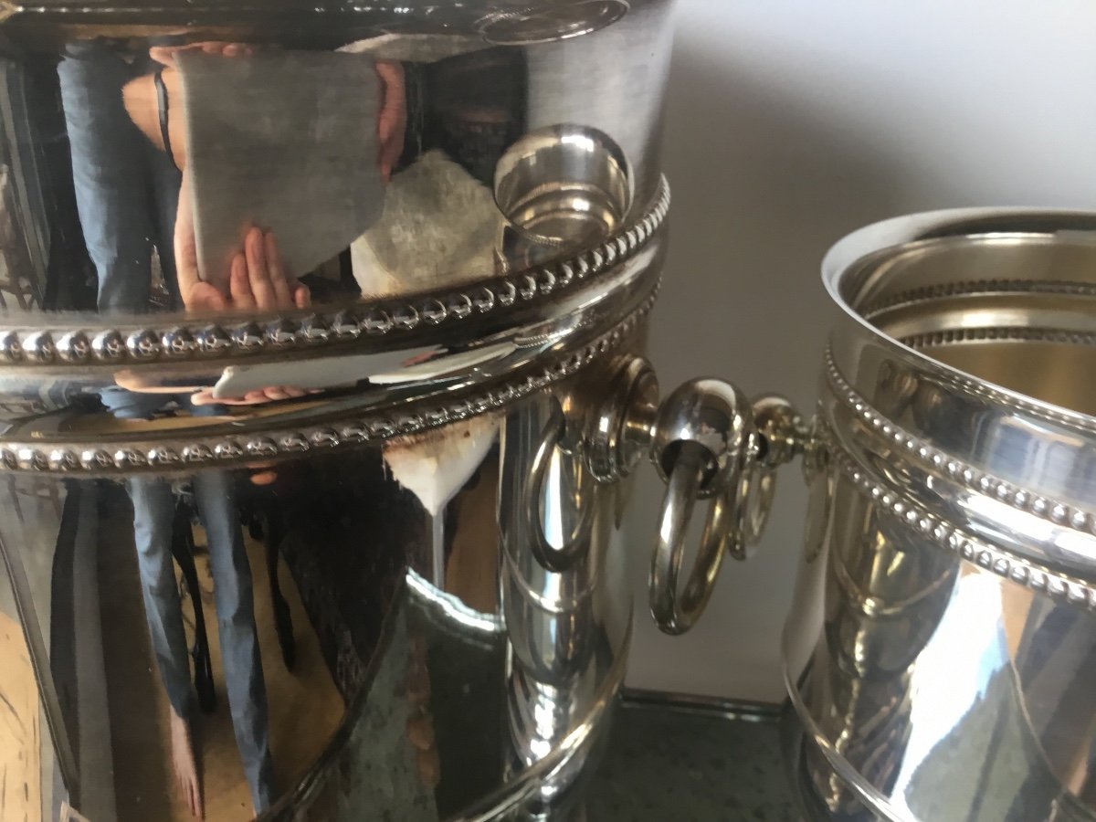 Christofle Perles Model Champagne And Ice Bucket In Silver Metal-photo-2