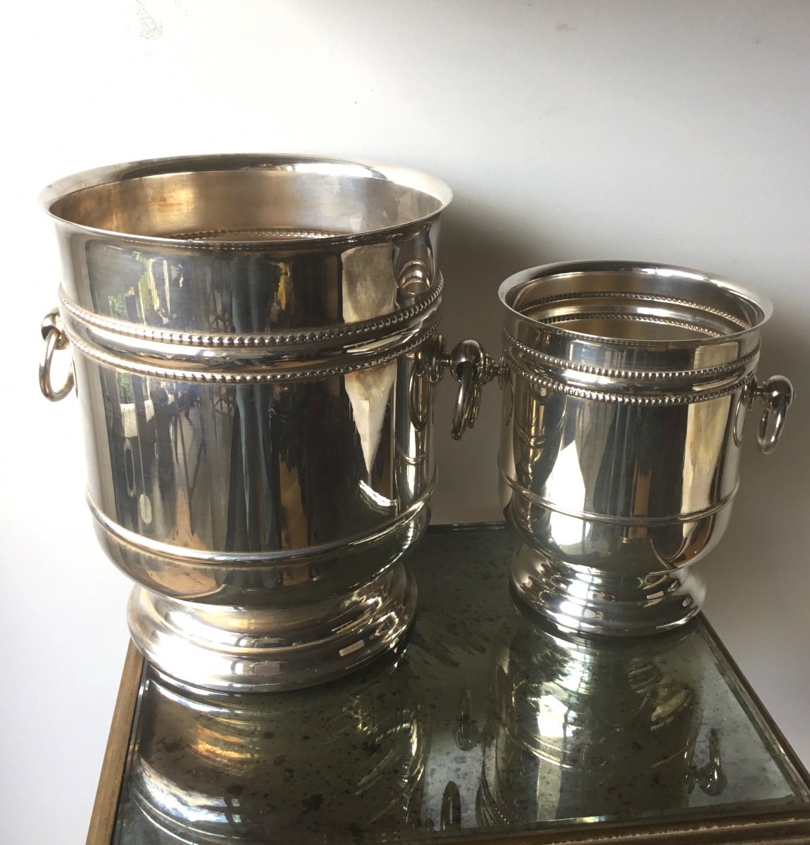 Christofle Perles Model Champagne And Ice Bucket In Silver Metal