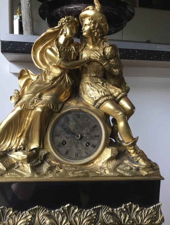 Romantic Clock In Gilt Bronze, Restoration Period-photo-2