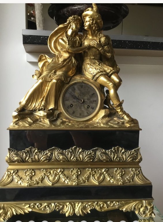 Romantic Clock In Gilt Bronze, Restoration Period