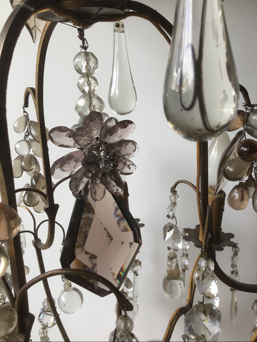 Six-light Cage Chandelier Decorated With Pampilles And Grapes Of Grapes-photo-1