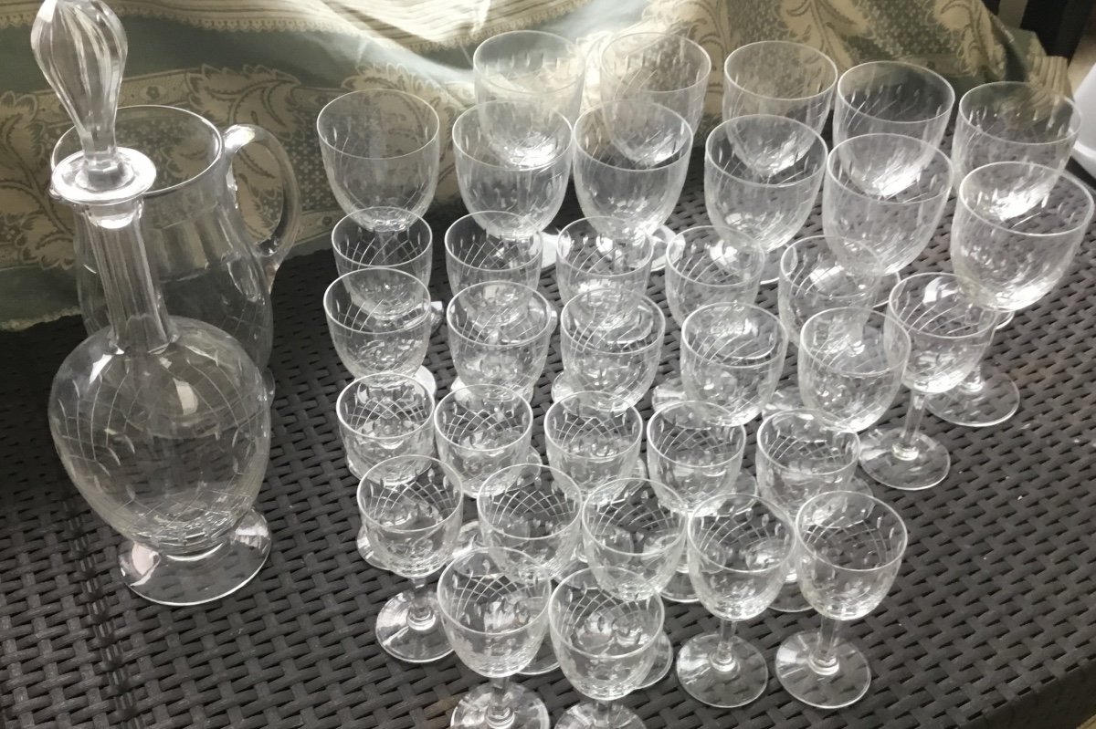 Cut Crystal Service, 34 Glasses, 1 Decanter, 1 Jug-photo-8