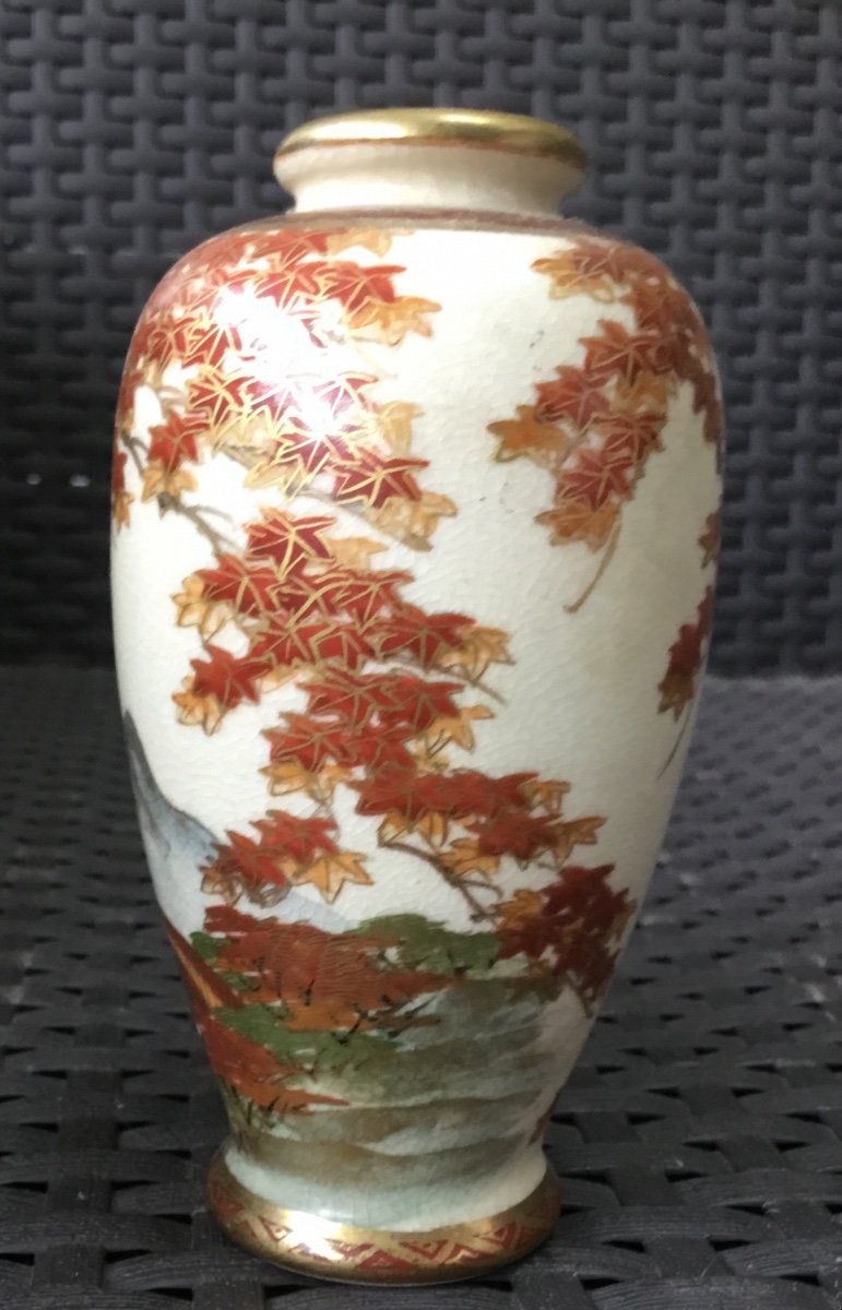 Petit Vase En Porcelaine De Satsuma Feuilles D’automne-photo-4