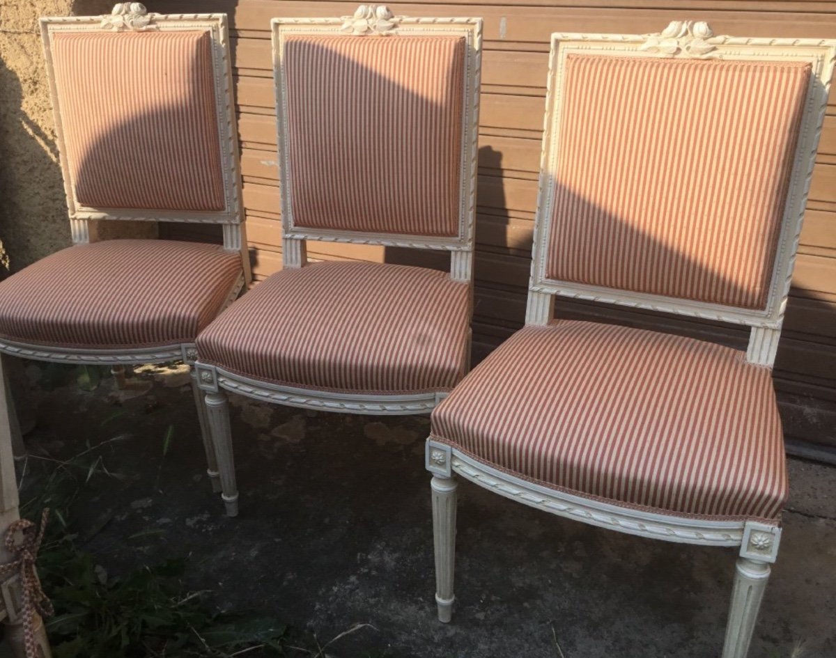 Suite Of Six Louis XVI Style Chairs (2 Models)-photo-2