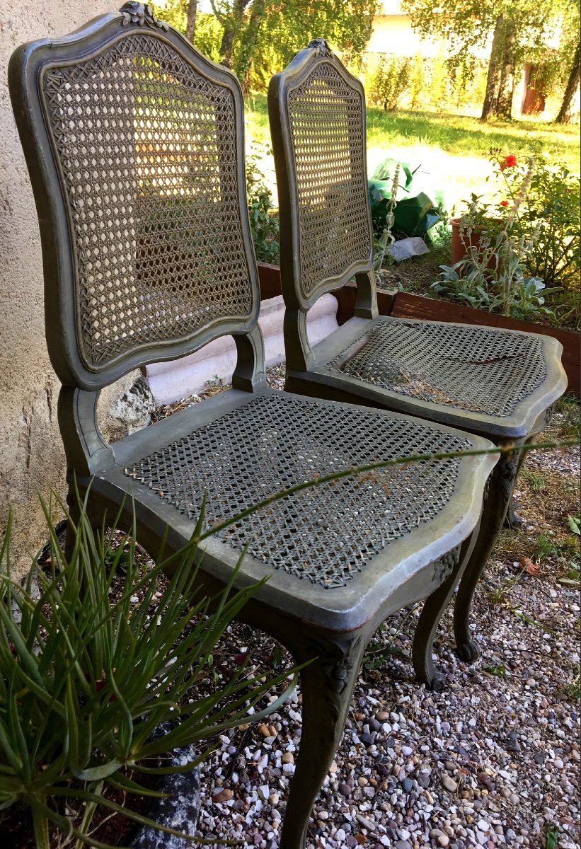 The Pair Of Small Louis XVI Style Lacquered Chairs