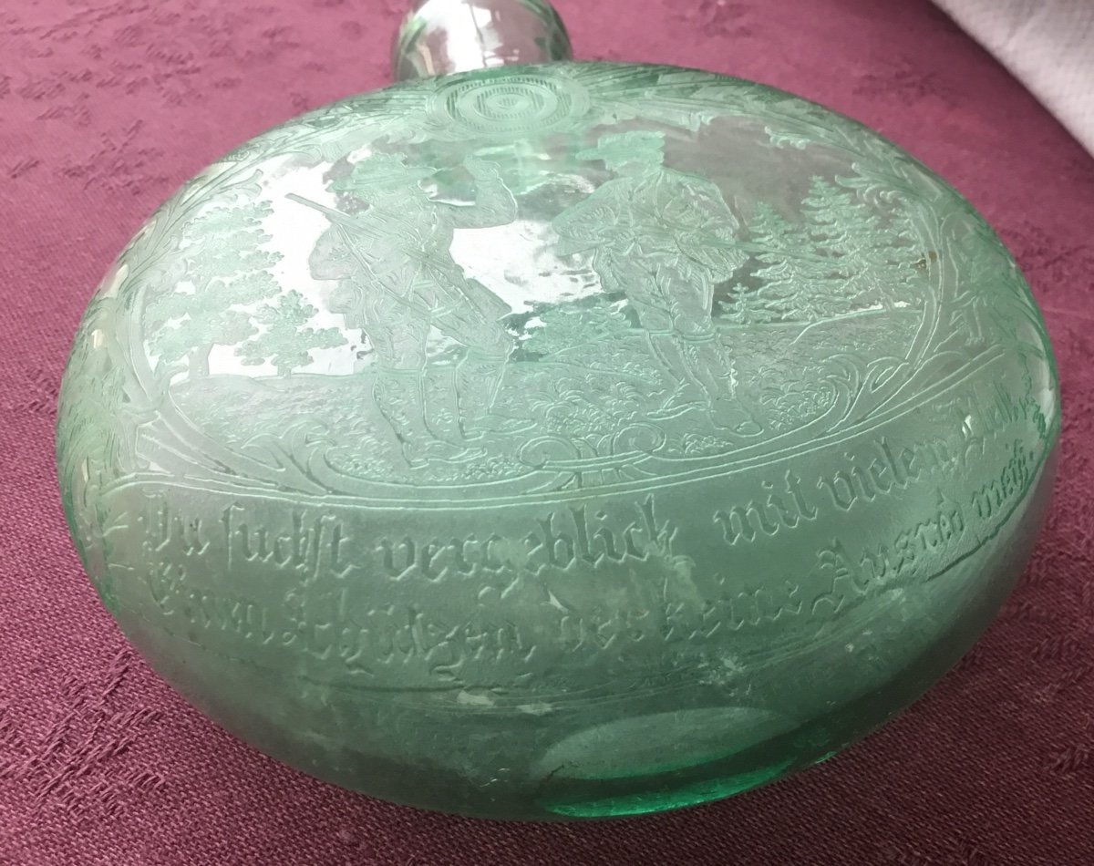 Small Engraved Glass Hunting Gourd-photo-3
