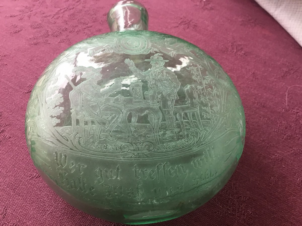 Small Engraved Glass Hunting Gourd-photo-2