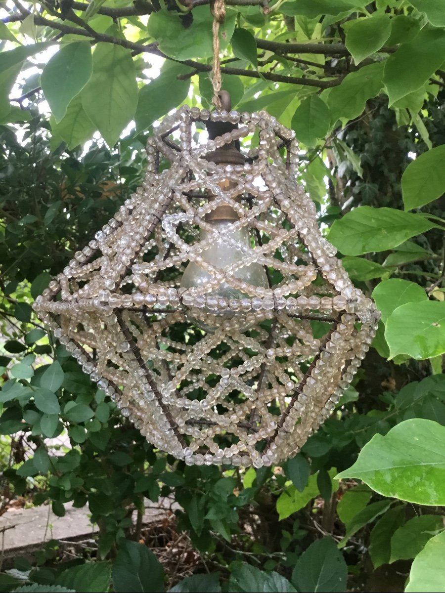 Small Beaded Lantern With A Fire, Circa 1900-photo-3
