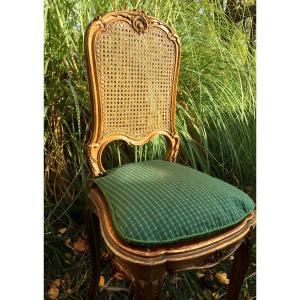 Small Cane Chair In Golden Wood, XIXth