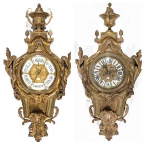 Barometer And Cartel In Gilt And Chiselled Bronze Raingo Frères 90 Cm