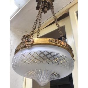 Cut Crystal Ceiling Lamp, Napoleon III Period