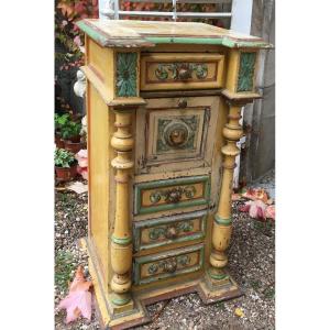 Imposing Lacquered Bedside Table With Dog's Head