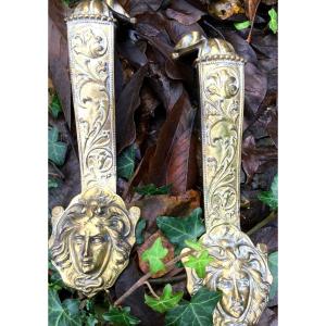 Pair Of Imposing Gilt Bronze Pull Handles