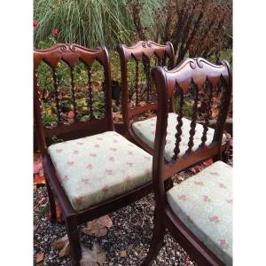 The Suite Of 3 Mahogany Chairs With Twisted Columns