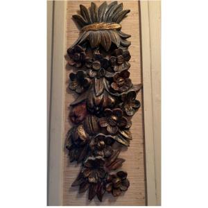 Elément Mural Floral En Bois Sculpté 