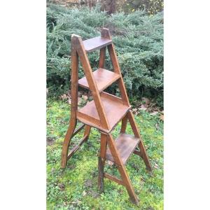 Stepladder Chair With 4 Steps, Circa 1900