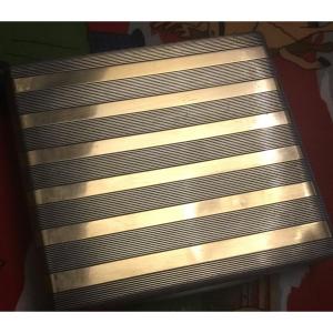 Cigarette Case In Silver  With Gold Bands