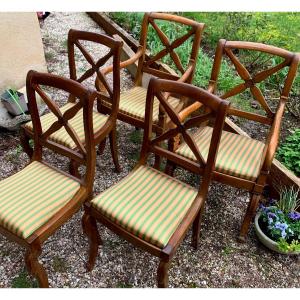 Suite Of 2 Armchairs And 3 Louis Philippe Chassis Chairs 