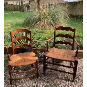 The Two Rustic Armchairs, 19th Century 