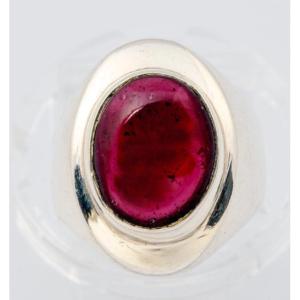 Silver And Garnet Ring