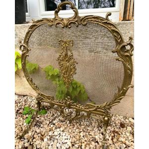 Firewall Fireplace Screen In Gilt Bronze From 19th Century