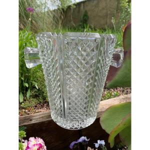 Champagne Bucket In Cut Crystal With Diamond Point Decor
