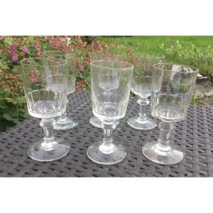 6 Small Louis Philippe Crystal Glasses 