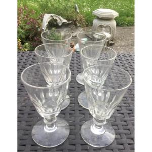 6 Small Louis Philippe Crystal Glasses