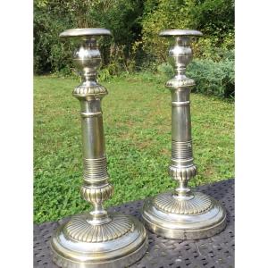 Pair Of 19th Century Silver Candlesticks 