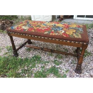 Banquette Double De Style Louis XIII Pieds Griffe , XIXème