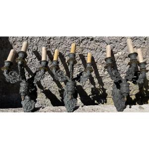 Les 3 appliques d’époque Restauration à deux patines 