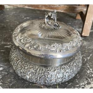 Bonbonniere argent et cristal Baccarat 