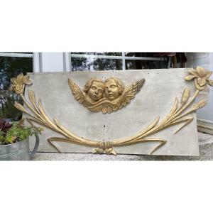 Dessus de porte laqué et bois doré