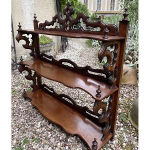 Wall Shelf, Scalloped Edge, Mahogany, Napoleon III