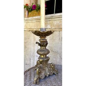 Candle Holder Decorated With Wolves And Bats