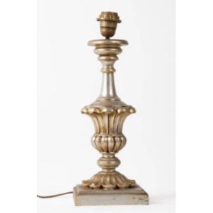 Wooden Lamp Base With Silver Leaf