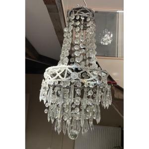 PETIT LUSTRE MONTGOLFIÈRE , MONTURE EN FIL DE FER