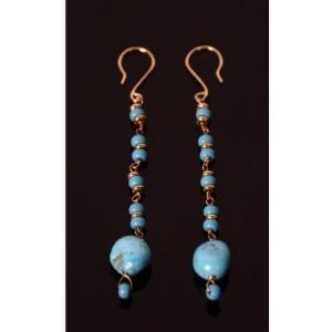 Pair Of Gold And Turquoise Earrings