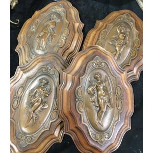 LES QUATRE SAISONS, SUITE DE QUATRE MÉDAILLONS ART NOUVEAU