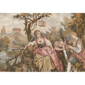 LA BERGERE A L’OISEAU TAPISSERIE PANNEAU GOBELIN