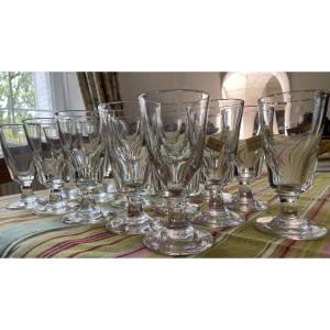 Rare Set Of 15 Absinthe Glasses, 19th Century