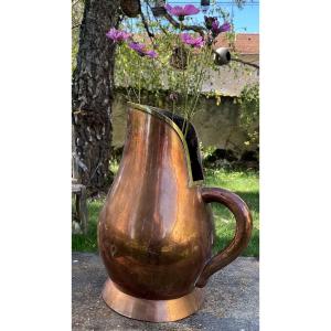Imposing Copper Pitcher With A Double Patina 