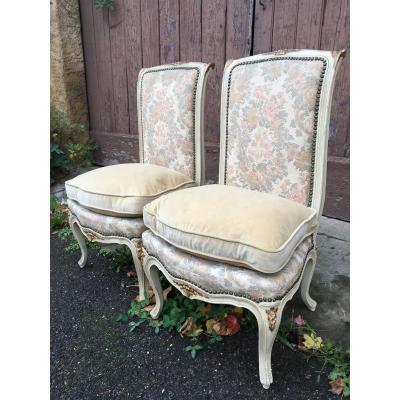 Pair Of Lacquered Low Chairs, Napoleon III