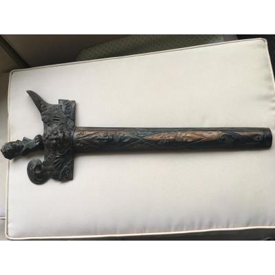 Kriss Handle And Carved Scabbard, Indonesia