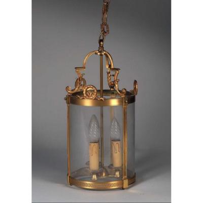 Lantern With 3 Lights In Bronze And Glass