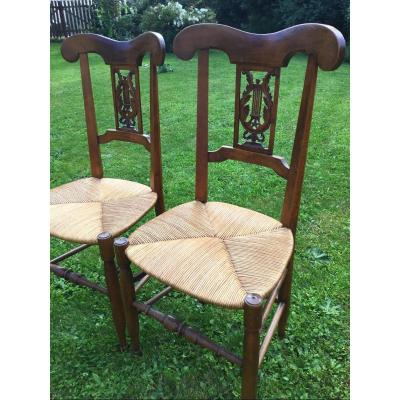 Pair Of Lyre Restoration Period Chairs