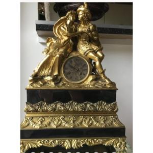 Romantic Clock In Gilt Bronze, Restoration Period
